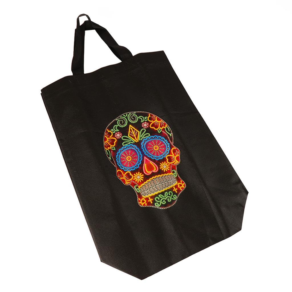 Rhinestone Painting Handbag Skull On Black Style Rich Colors 5D Rhinestone Shopping Bag for Kids