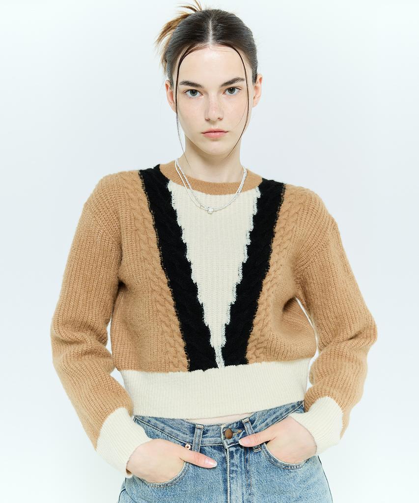 LARTIGENT L6 Cable Color Knit(Brown)