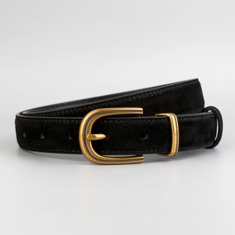 Ladies Genuine Leather Belt With Alloy Closure For Trendy And Versatile Fashion Black