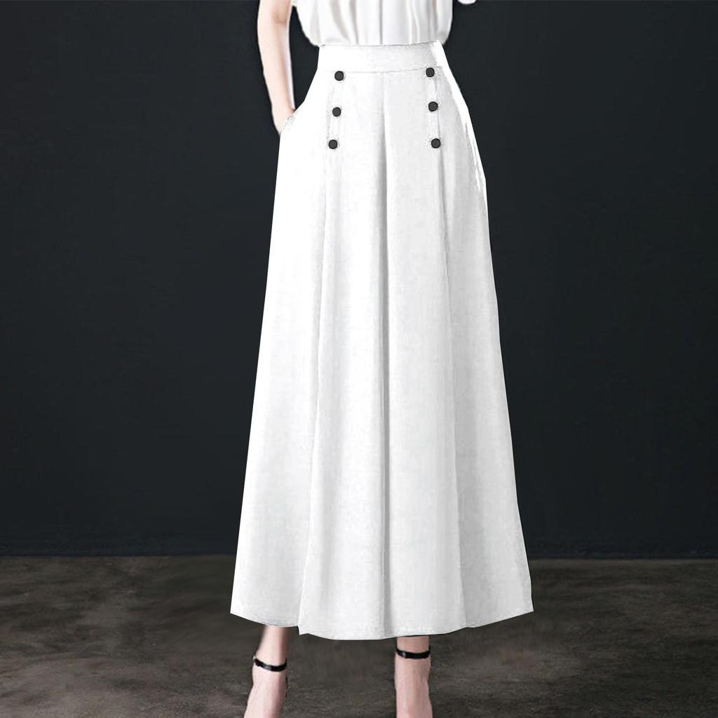 Summer Solid Color Loose Drape Wide Leg Skirt Pants  High Waisted Slimming Temperament Women's Pants