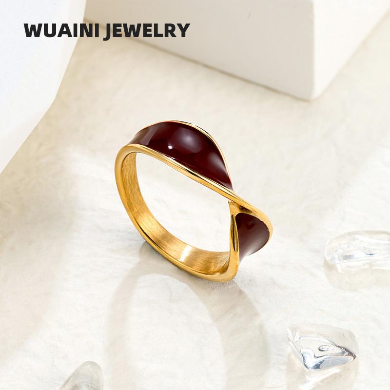 Ankara Red Fashionable Drip Oil Butterfly Ring Made From Premium Titanium Steel For Women