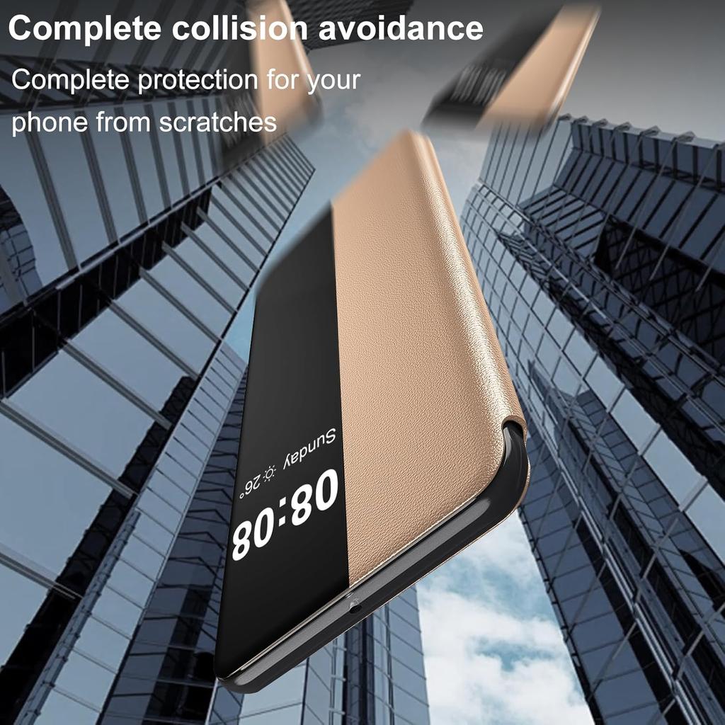 for Samsung Galaxy S23 Ultra Case Flip Leather Cover Clear S-View, for Samsung Galaxy S23 Ultra Phone Case Smart Window Hard Flip Shockproof