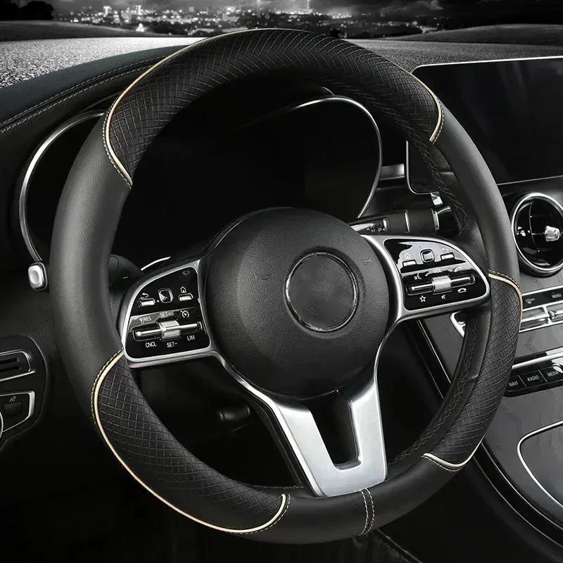 For Geely Series 38cm Car Leather Steering Wheel Cover - Anti-Slip, Wear-Resistant, All-Season, Universal | Cubre Volante Auto