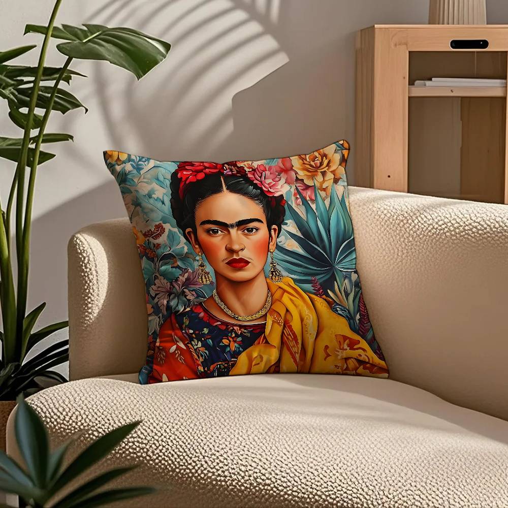 Federa Cuscino Artistica Anime F-Frida K-Kahlo Comfort Divano Letto Seta elegante Cerniera invisibile Personalizzata Copricuscino Decorativo