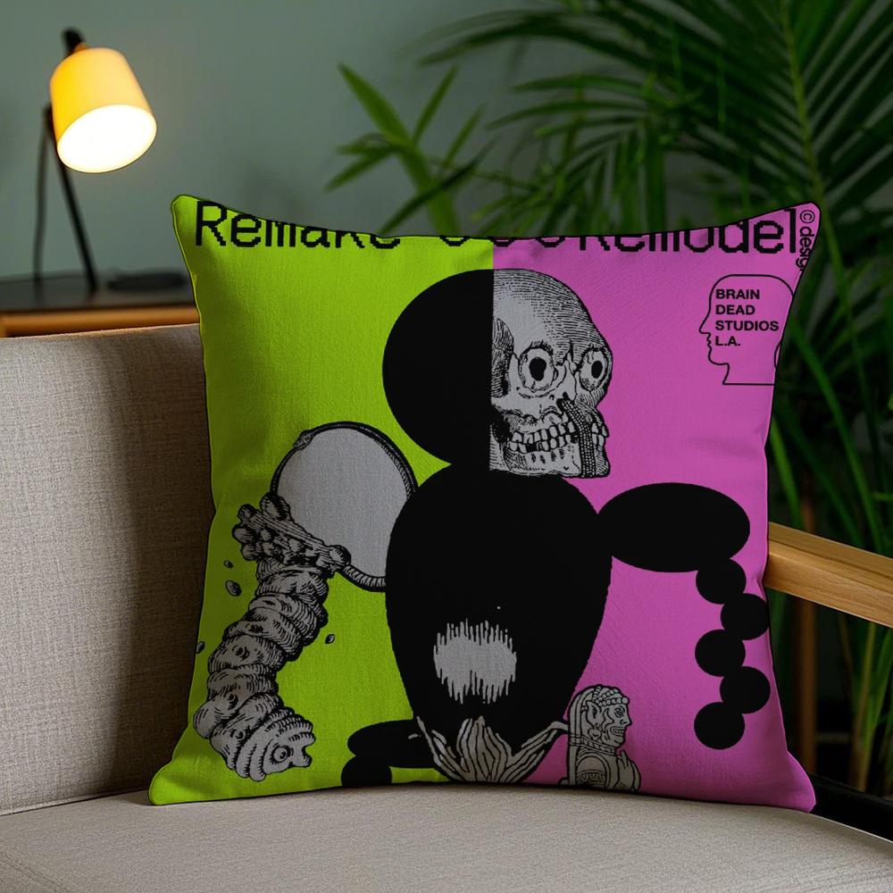 Los Angeles B-Brain Dead Cushion Cover Plush Fabric Soft Double-Sided Printed Sofa Pillow Case Colorfast Home Decor Gift