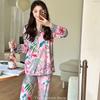 Pearl Velvet Autumn Winter Internet Popular Pajamas Women's Printed British Style Niche Entry Luxury Lapel Suit Home Clothes