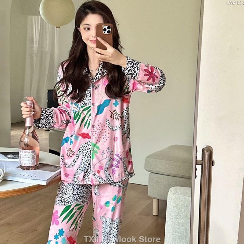 Pearl Velvet Autumn Winter Internet Popular Pajamas Women's Printed British Style Niche Entry Luxury Lapel Suit Home Clothes