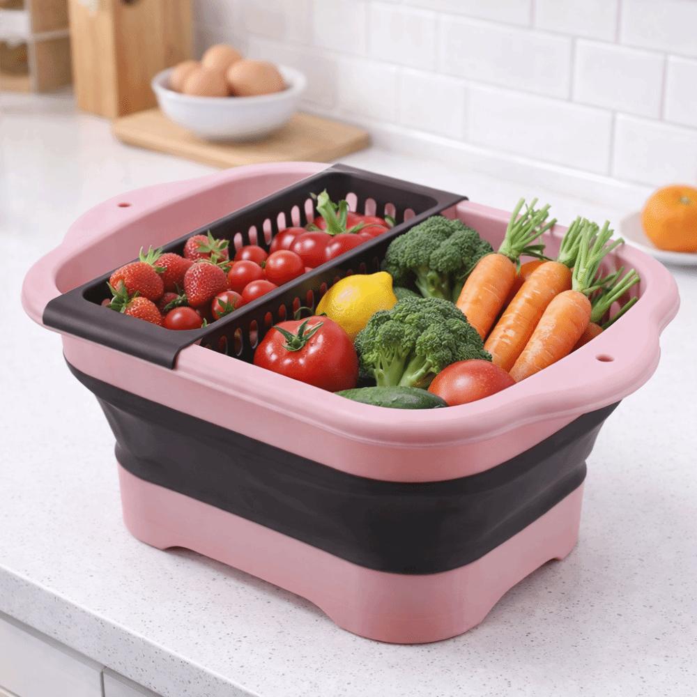 Hanging Foldable Fruit Vegetable Washing Basket Kitchen Storage Basket  Kitchen Gadgets