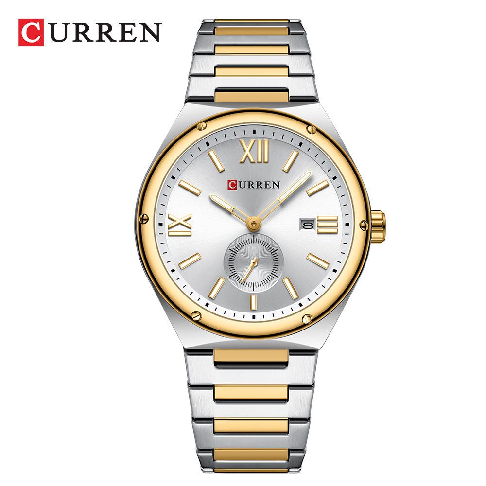 CURREN 8471 Men's Waterproof Quartz Sports Watch with Steel Band and Calendar