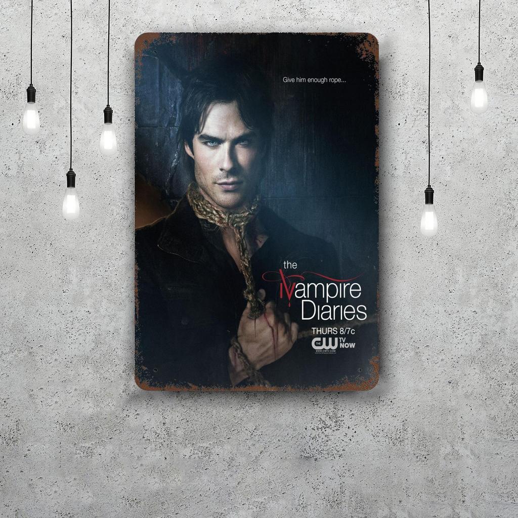 Damon Salvatore Decor Poster Vintage Tin Sign Metal Sign Decorative Plaque for Pub Bar Man Cave Club Wall Decoration