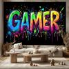 Lebendiger Gamer-Wandteppich: Bunte Graffiti-Kunst für eine moderne und eklektische Wohnkultur