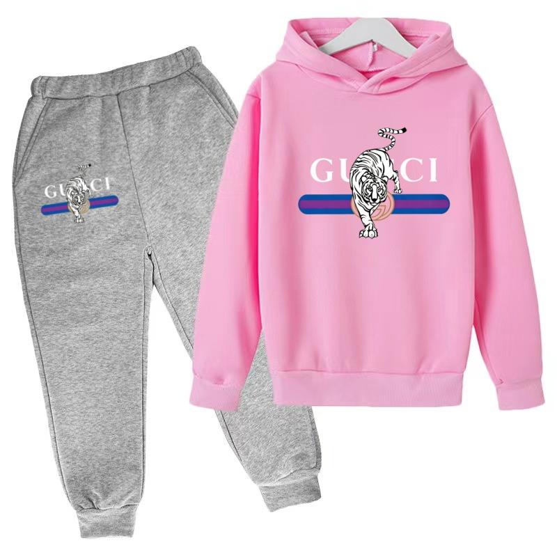 Children New Tiger Print Hoodie Clothes Autumn Winter Casual Long Sleeve Pullover 2pcs Top+Pants Brand Girl Boy 3-12Yrs Coat Set