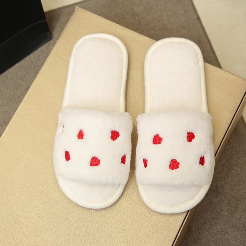 Women's Four Seasons Open-Toe Fluffy Slippers: Warm, Cute, Comfortable Home Shoes.