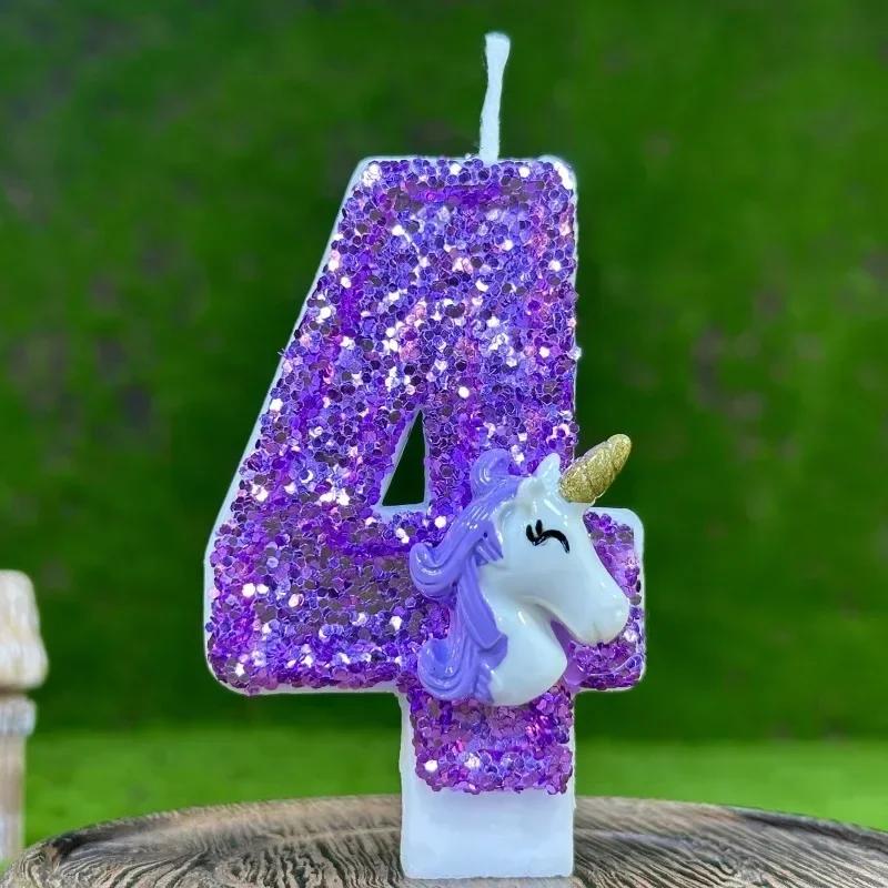 Unicorn Candle 0-9 Creative Number Birthday Candle Cake Party Decoration One Year DIY Cake Decoration Anniversary Celebration
