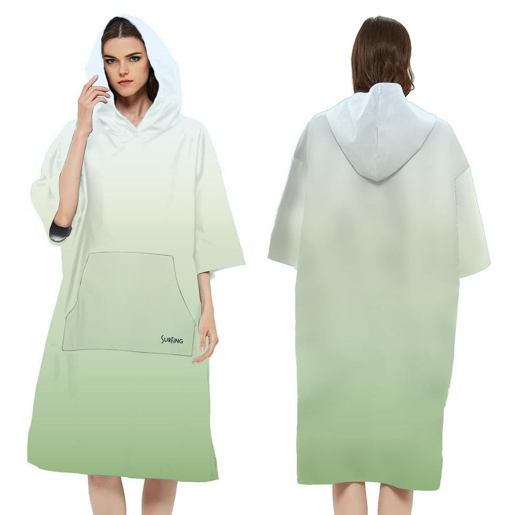 2025 Quick-Dry Hooded Swim Poncho with Zipper - Portable Bathrobe and Beach Towel