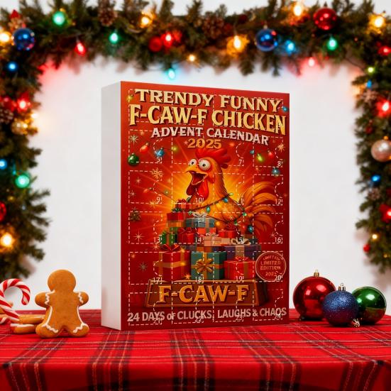 Caw-F Advent Calendar 2025 Chicken Ornaments 24-Day Countdown Box Christmas Tree Hanging Decor Multifunctional Holiday Decoration for Kids