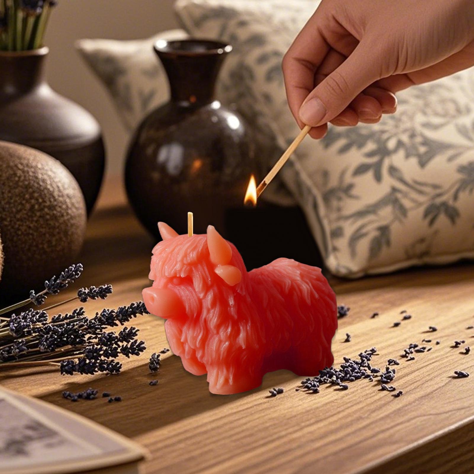 3D Highland Cow Silicone Mold Resin Molds for Figurines Heat-resistant Flexible Reusable Farm Animal Mould for Handmade Candles bianco