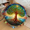 1PC Tree of Life Stained Glass Automatic Open/Close Umbrella with Windproof, 8-Rib Sturdy Canopy, Durable Ribs, Fashionable Design1382A