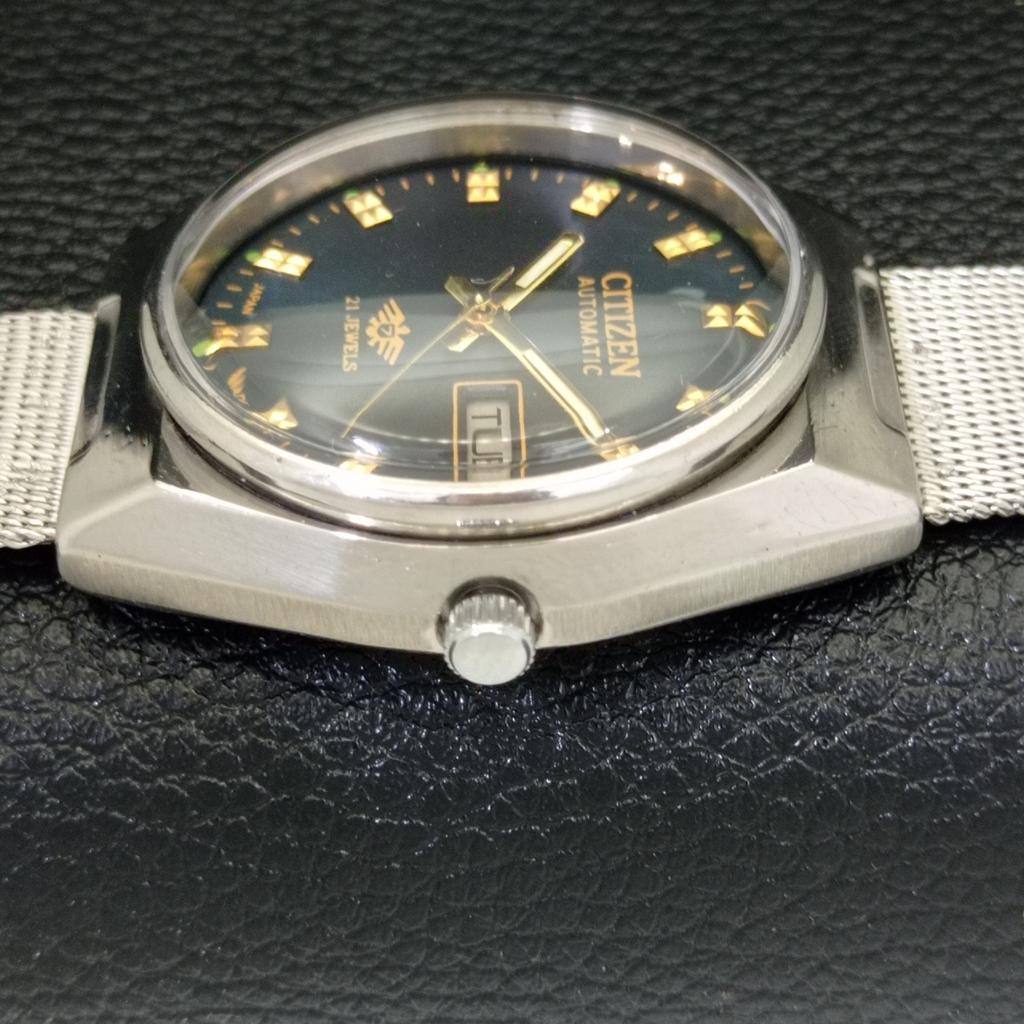 BRUKT VINTAGE CITIZEN AUTOMATISK 8200 JAPAN HERRE BLÅ FARGE SKIVE KLOKKE a434853-2 R123-a434853