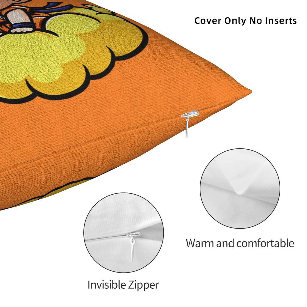 Dbz Goku Throw Pillow Cover Polyester Throw Pillow Cute Chibi Custom Pillowcover Home Decor