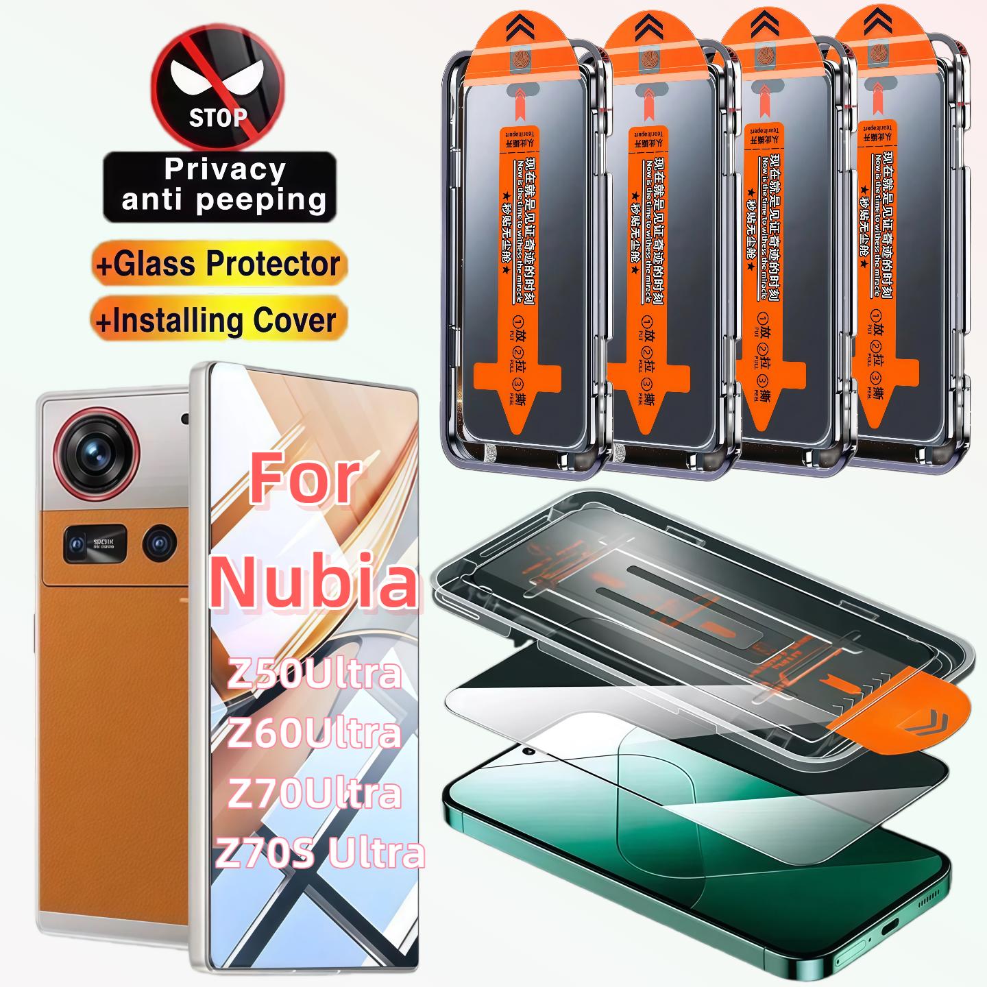 

4-pack privacy tempered glass screen protector for ZTE Nubia Z50 Ultra/Z60 Ultra/Z70 Ultra/Z70S Ultra, dust-free and bubble-free ZTE nubia Z60 Ultra