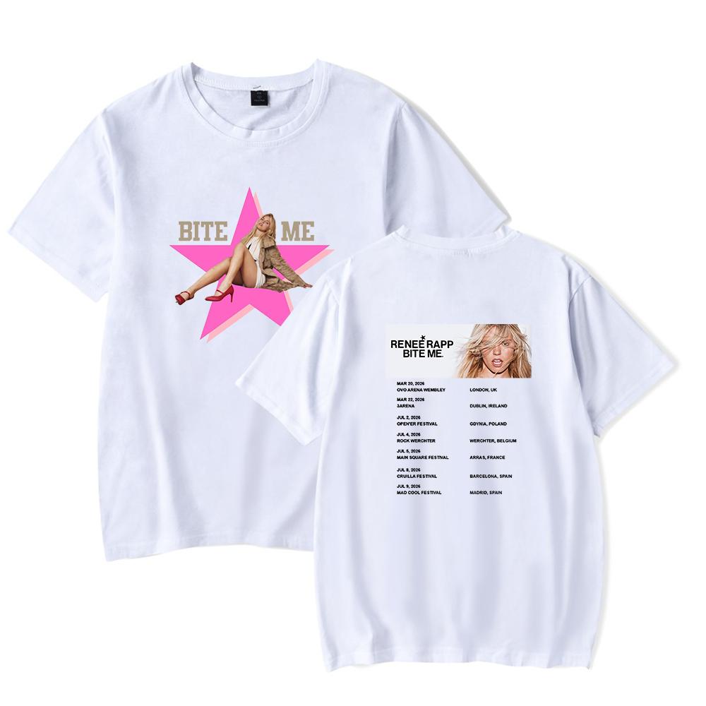 Reneé Rapp BITE ME TOUR Merch Tshirt 2026 tour Merch Cool Print Tops for Unisex and Women Streetwear