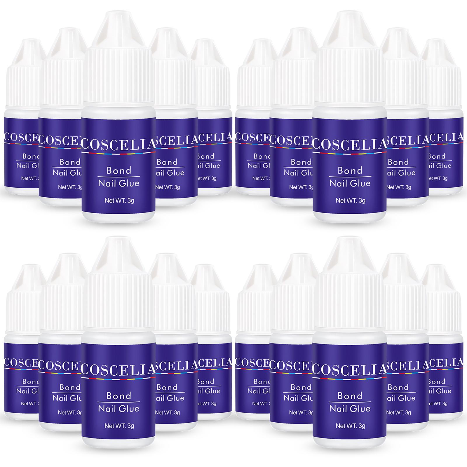 

COSCELIA 12/20 шт. клей для ногтей для накладных ногтей, блестящие стразы, 3D украшения для ногтей, прозрачный прочный клей, акриловые накладные ногти, набор инструментов для ногтей