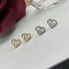 18K Gold-Plated S925 Sterling Silver Hollow Heart Zircon Stud Earrings for Women
