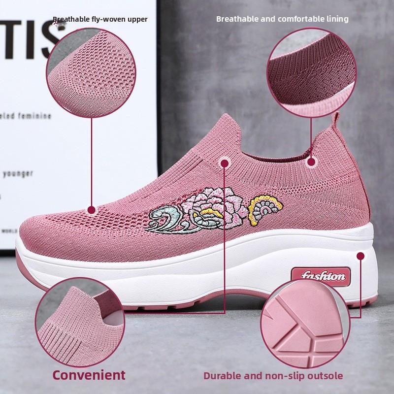 Women's Summer New Lightweight Sponge Sole Casual Shoes, Women's Height Increasing Shoes, Versatile Thick Soled Shoes