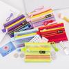Patchwork Clear Mesh Coin Purse Stripe Hollow Mesh Makeup Bag Mini Transparent Storage Bag  Travel