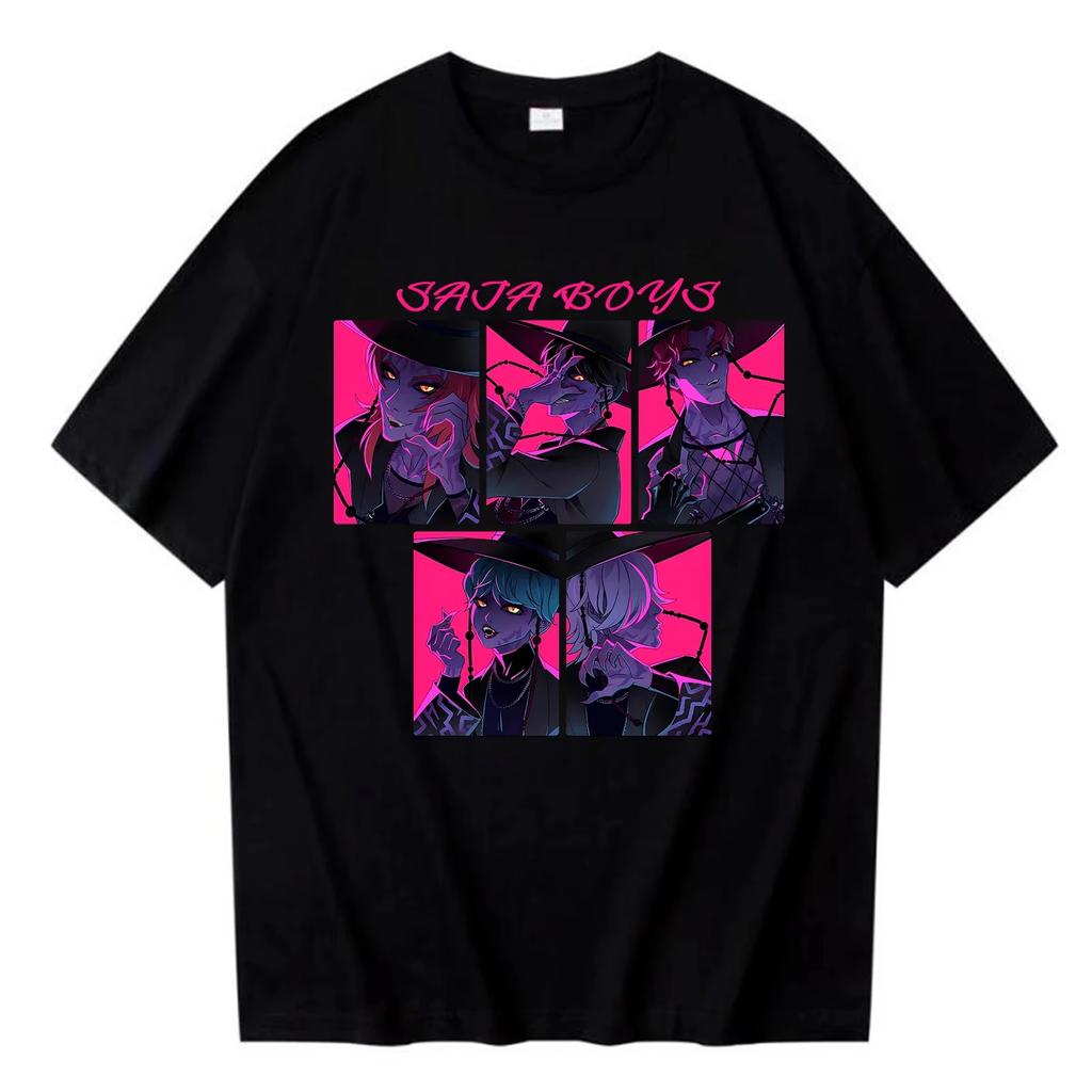 Kpop Dämonenjäger Saja Boys T-Shirt Harajuku Damen Mädchen Huntrix O-Ausschnitt Sommerhemd Geschenk für Fans