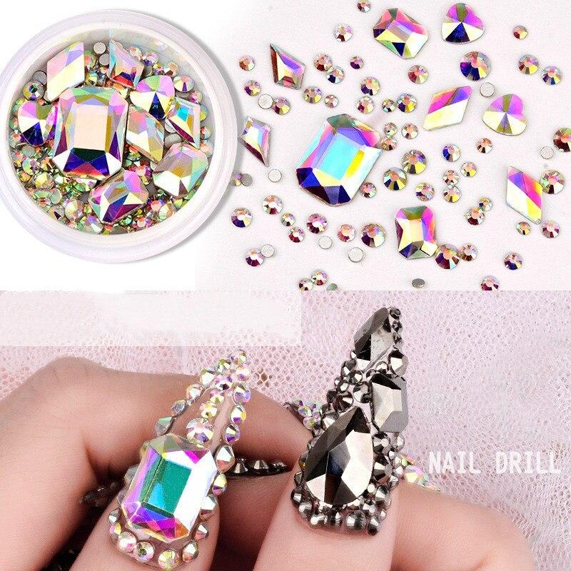 Kit 1848 Pezzi Strass Per Unghie In Cristallo, Misti 6 Misure E 12 Forme, Con Scatola