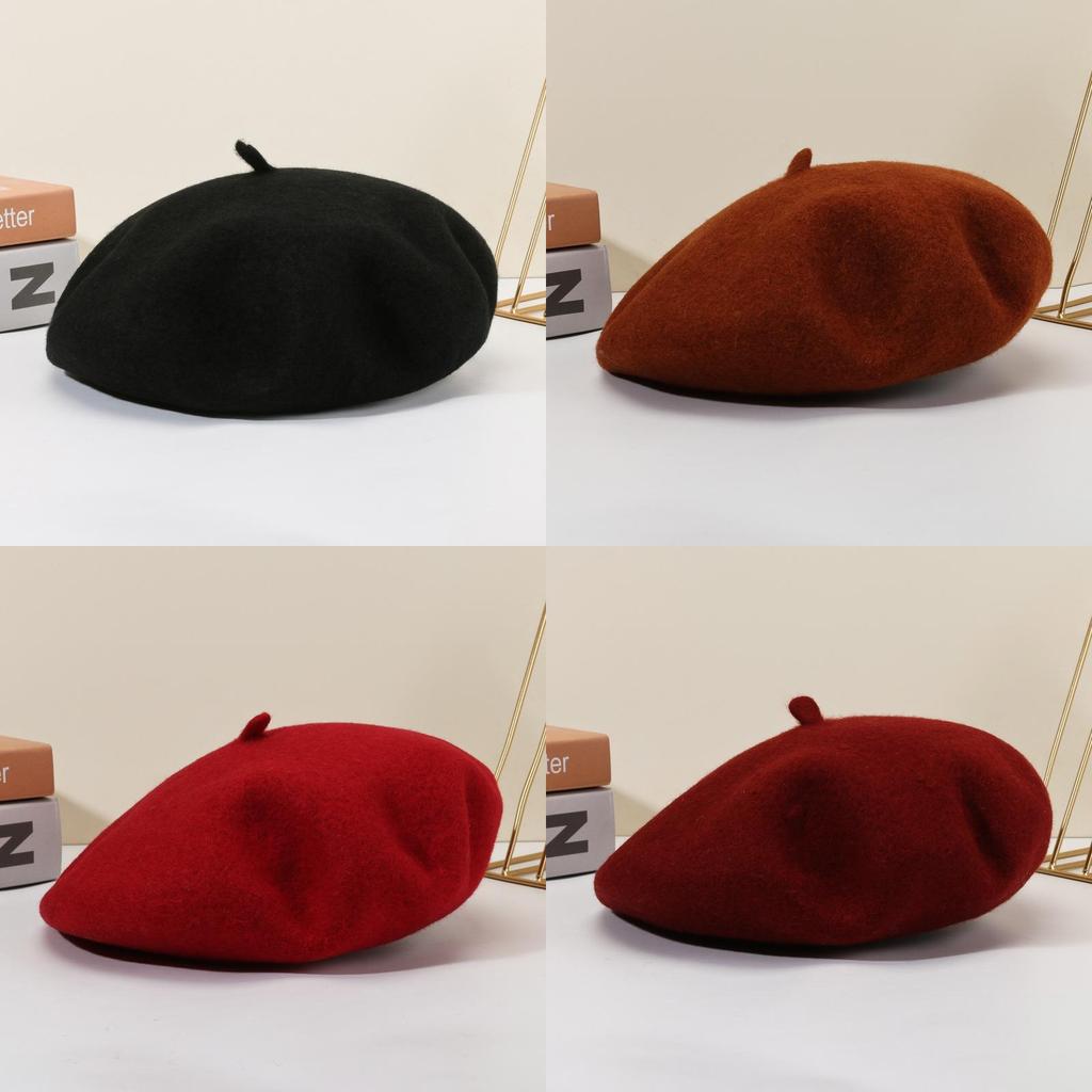 Beret Wool Knit Autumn Winter Vintage Womens Casual Outing Warm Comfortable