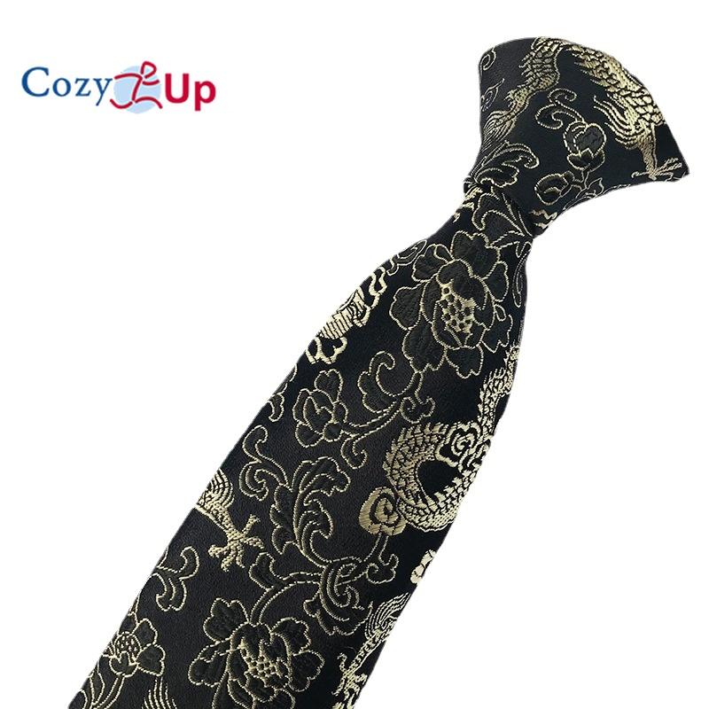 Cozy Up Men Tie Groom Best Man Chinese Dragon Pattern Casual and Fashionable 146x8x3.5cm