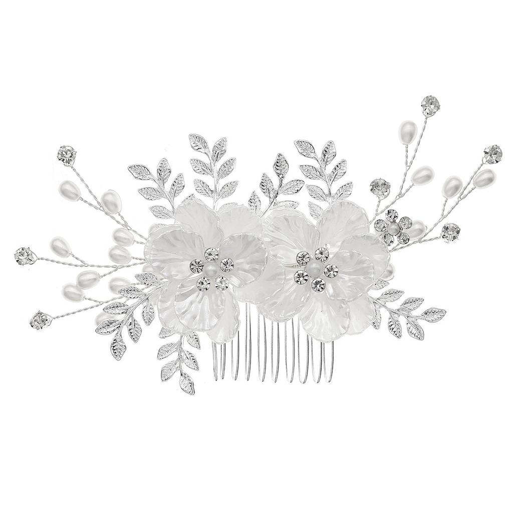 Retro Bridal Jewelry Handmade Comb Holiday Party Children's Performance Hair Accessories White Flower Pearl Hair Comb