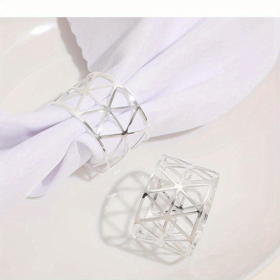 24Pcs Triangle Hollow Napkin Rings Electroplating Dining Table Decoration Party Tableware Napkin Rings