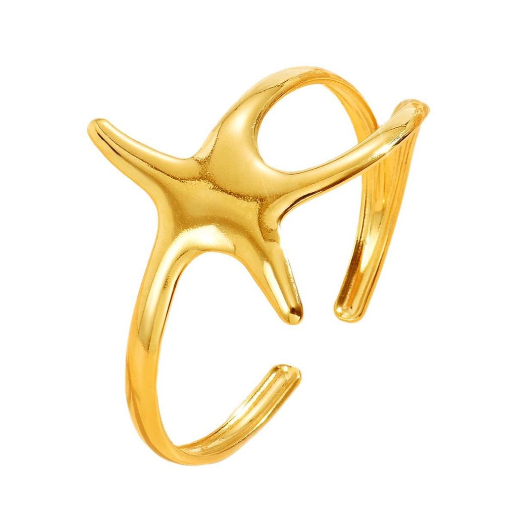 Ocean Series Starfish Stainless Steel Cuff Bracelet - Fresh Vacation Style Jewelry