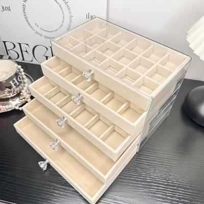 Fünfschichtige Schmuckaufbewahrungsbox aus Acryl - Ohrring-, Halsketten-, Ring-Organizer mit großer Kapazität und hochwertigem Design