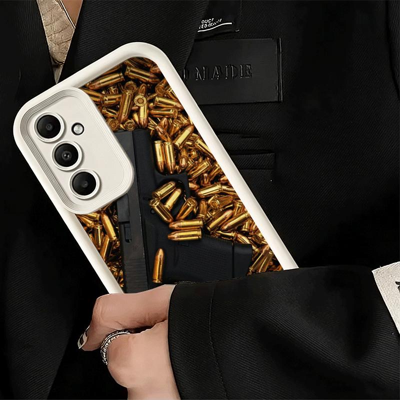 Phone Case for Samsung Galaxy S26 S25 Ultra S24 FE Gold Gun Bullets AK47 Handgun Shell S23 Plus S22 + S21 S20 5G Soft Silicone F