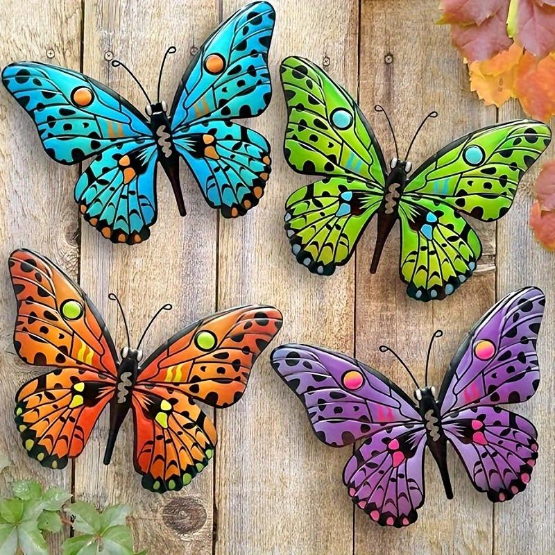 

4PCS Vibrant Acrylic Butterfly Wall Art Decor, Interest Outdoor Sculpture with Tool-Free Hook for Garden Yard Patio Fence Decor
