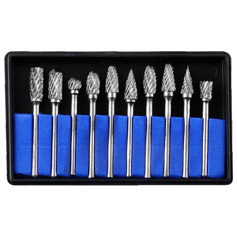 

10 шт. 1/8 хвостовик из карбида вольфрама, фрезы, роторные Brocas com escareador, HSS, стальной конус, набор алмазных сверл 10 мм