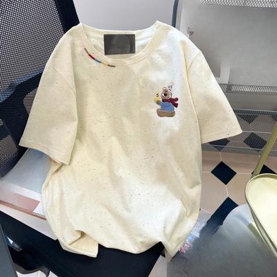 Colorful Dot Embroidery Printed Short-sleeved T-shirt for Summer