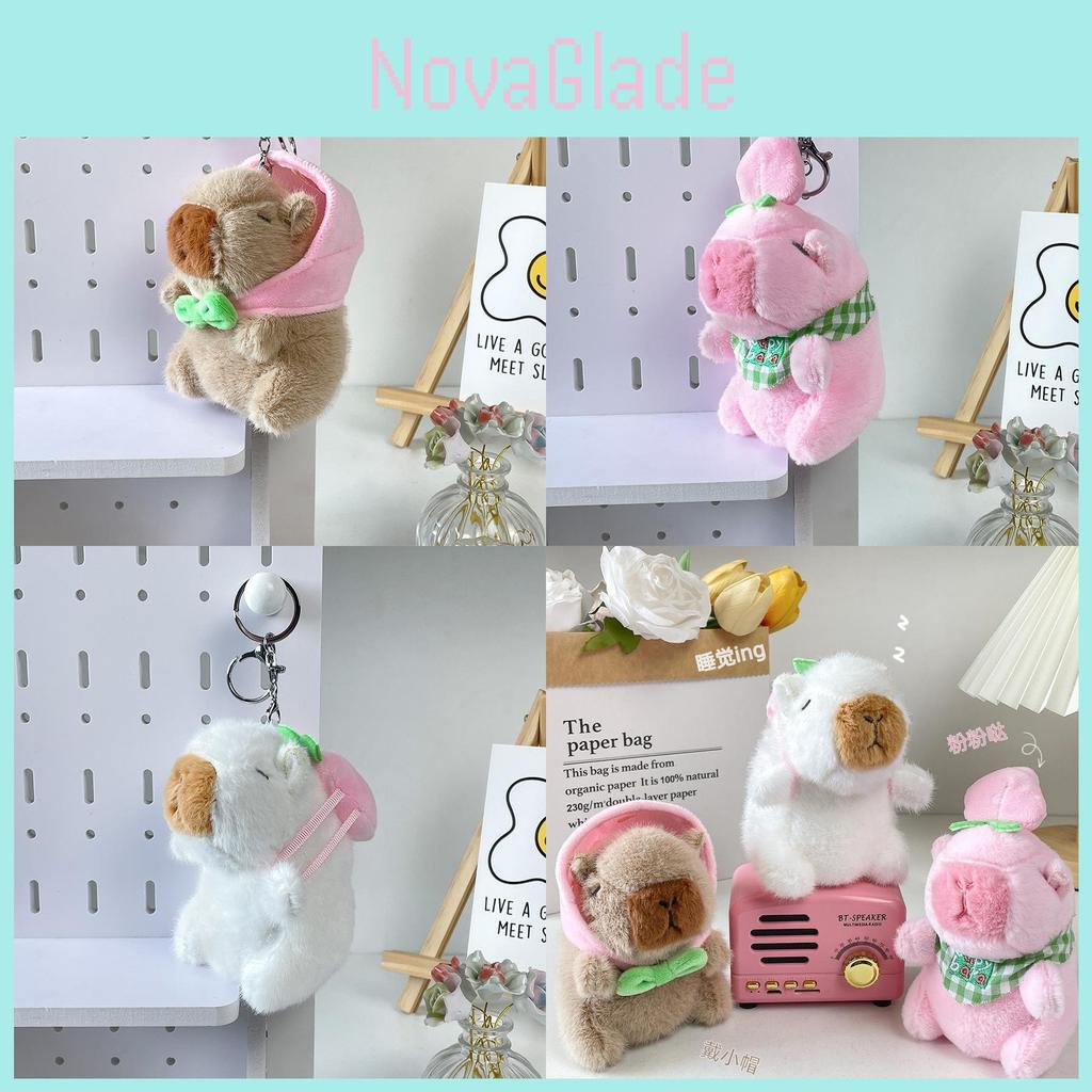 Niedliche Tricolor Capybara Serie Plüschtier Schlüsselanhänger Weicher und Kuscheliger Anhänger