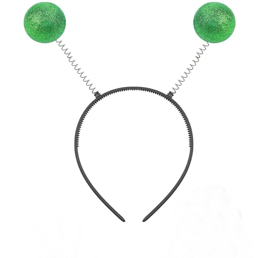 Außerirdisches Antennen-Stirnband mit alberner Brille - Goldener Glitzerball-Raumanzug-Kostüm für Halloween-Party und Cosplay.