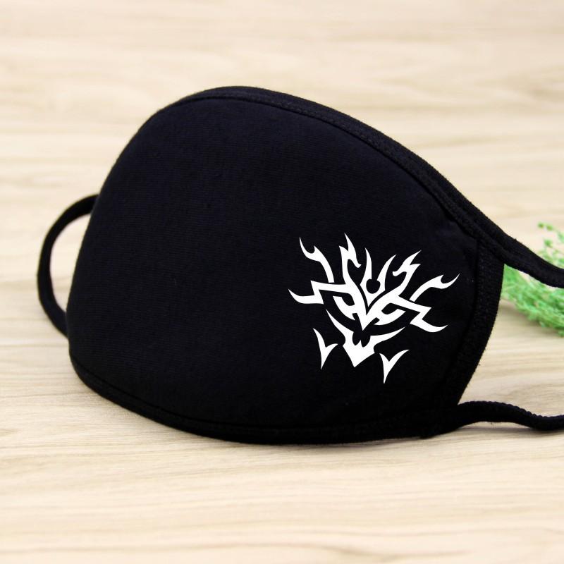 Black Cotton Mask Unisex Winter Warm Thickening Half Face Mouth Mask Cotton Cartoon Pattern Anti-Dust Anti-Respirator Mask