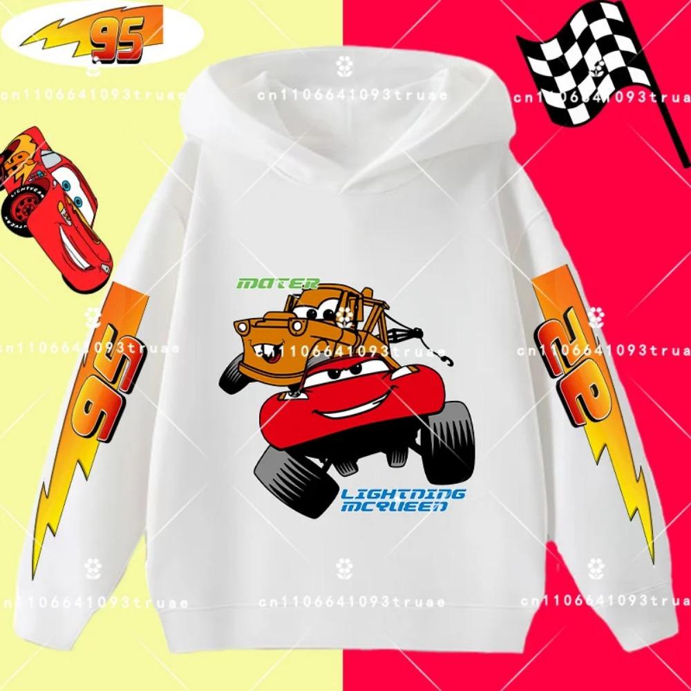 Felpa con cappuccio per bambini e ragazzi, stampa divertente di Saetta McQueen, autunno e inverno, moda casual, calda, felpa da studente