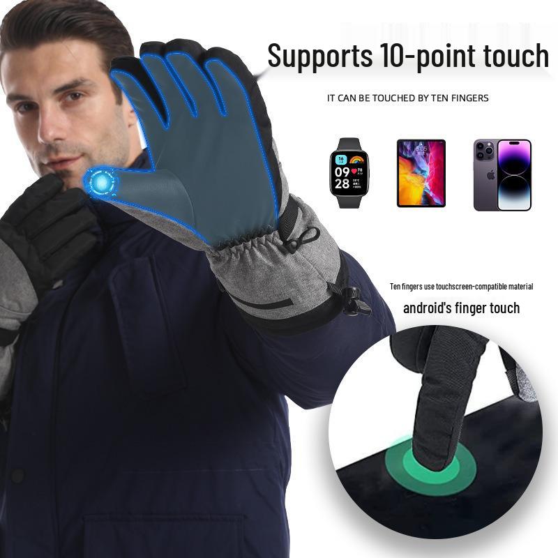 Winter Warm Touchscreen Electric Heating Gloves for Outdoor Cycling and Skiing - Waterproof