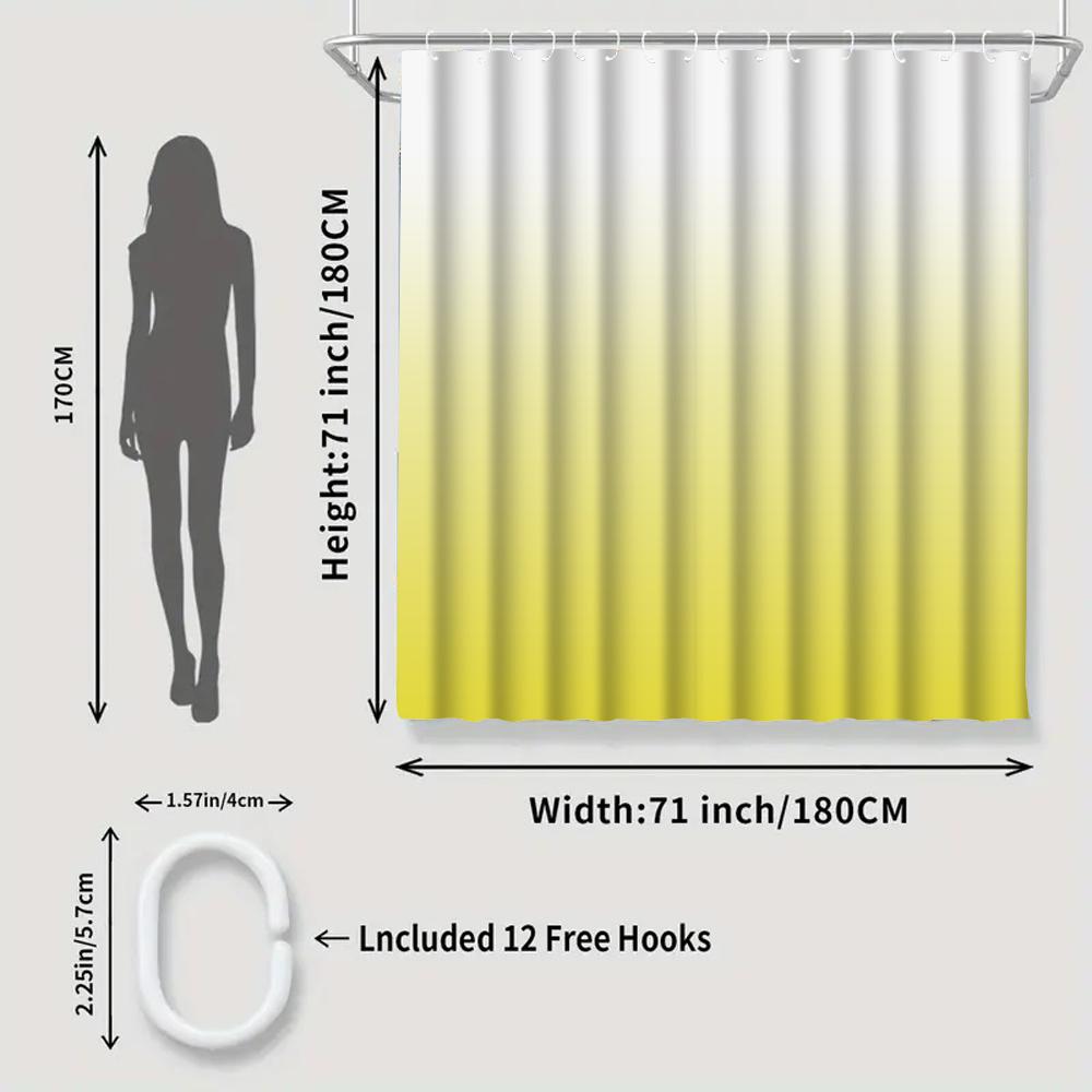 1/4 Gradient Geometry Shower Curtains, Toilet Seat Decoration, Shower Curtain with Carpet and Toilet Lid, 12 70.8x70.8 Inch Hook