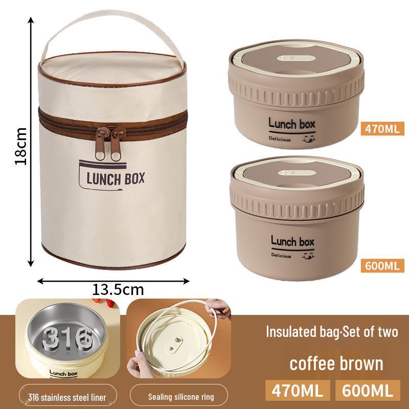 304 Stainless Steel Insulated Bento Box - Microwaveable Lunch Box & Soup Container, Ideal for Office Workers & Students