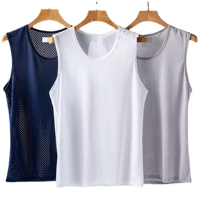 Men's Cool Mesh Ice Silk Slim Fit Summer Vest - Breathable Sports Fitness Tank Top